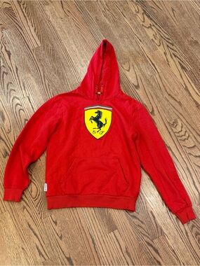 Scuderia Ferrari Red Hoodie with Yellow Trim and Shield